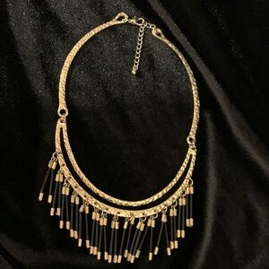 Bohemian Gold and Black Tassel Necklace